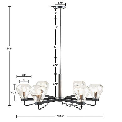 510 Design Devon 6-Light Chandelier with Bowl Shaped Glass Shades