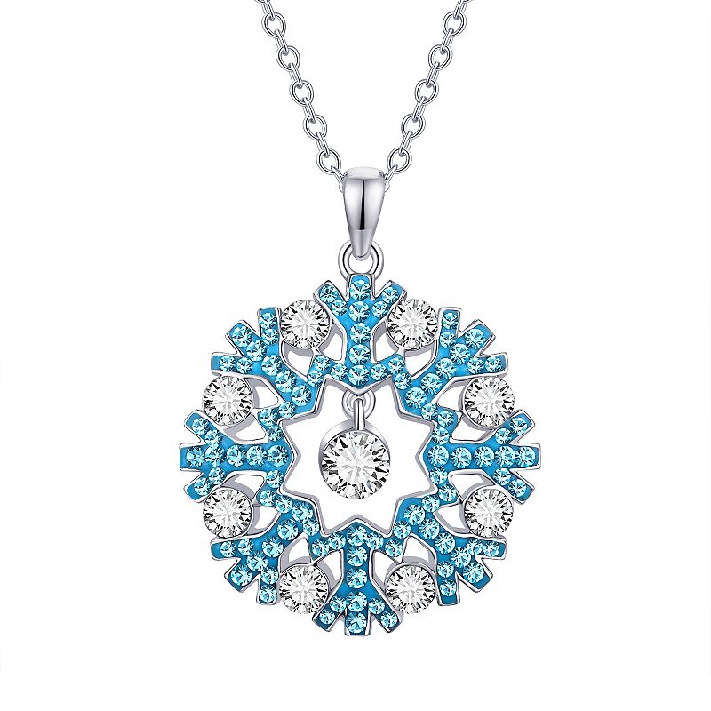 Crystal Collective Sterling Silver Plated Blue Crystal Snowflake Pendant N