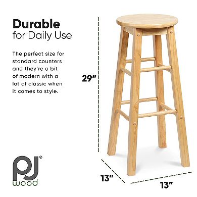 Pj Wood Classic Round-seat 24" Tall Kitchen Counter Stools, Set Of 2