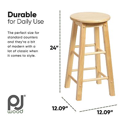 Pj Wood Classic Round-seat 24" Tall Kitchen Counter Stools, Set Of 2