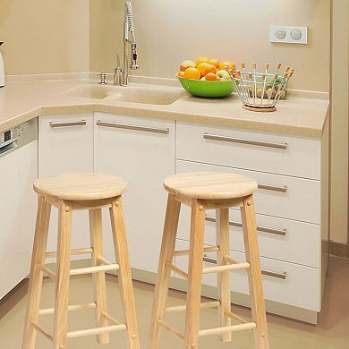 Pj Wood Classic Round-seat 24" Tall Kitchen Counter Stools, Set Of 2
