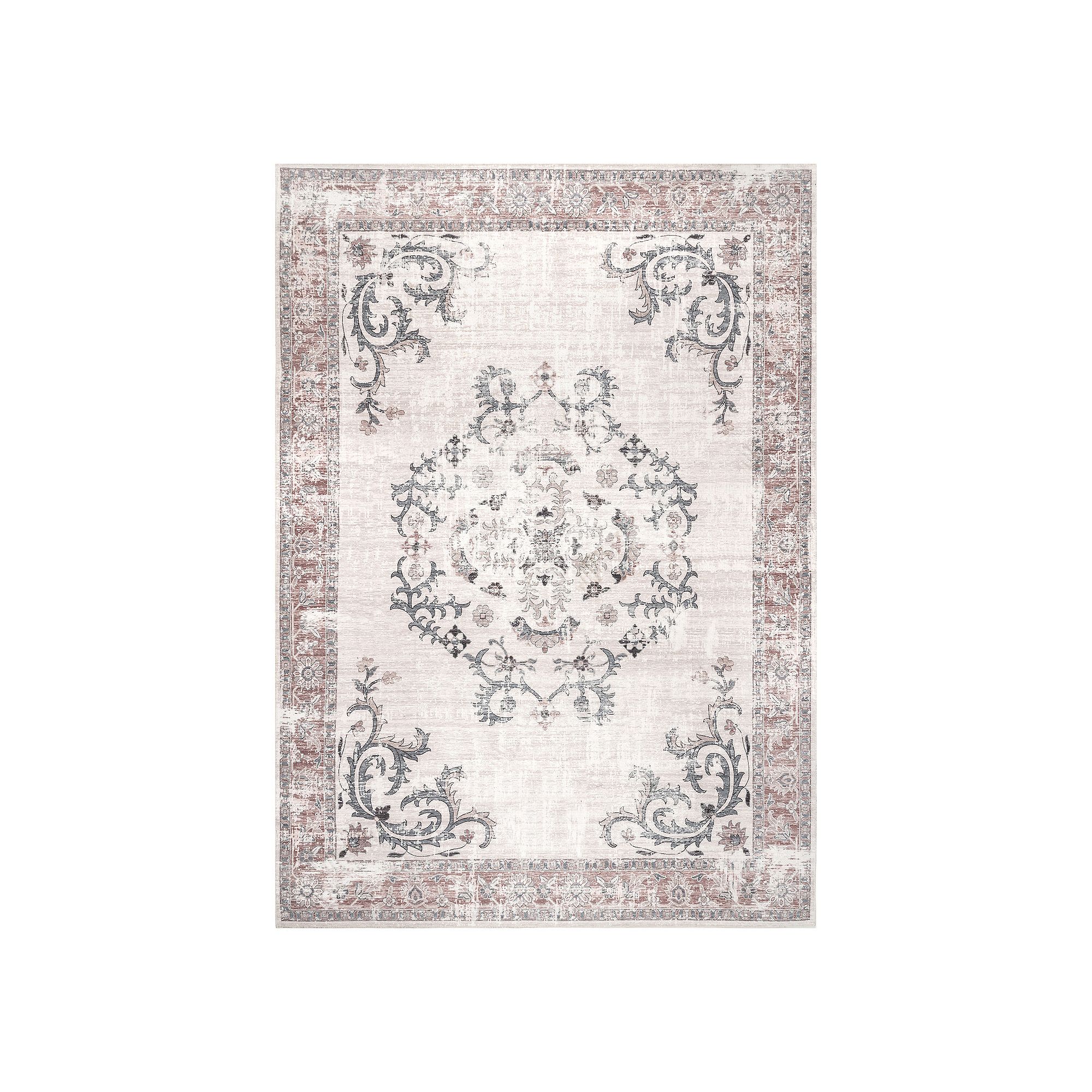 nuLoom Layna Machine Washable Distressed Vintage Area Rug, Light Gray