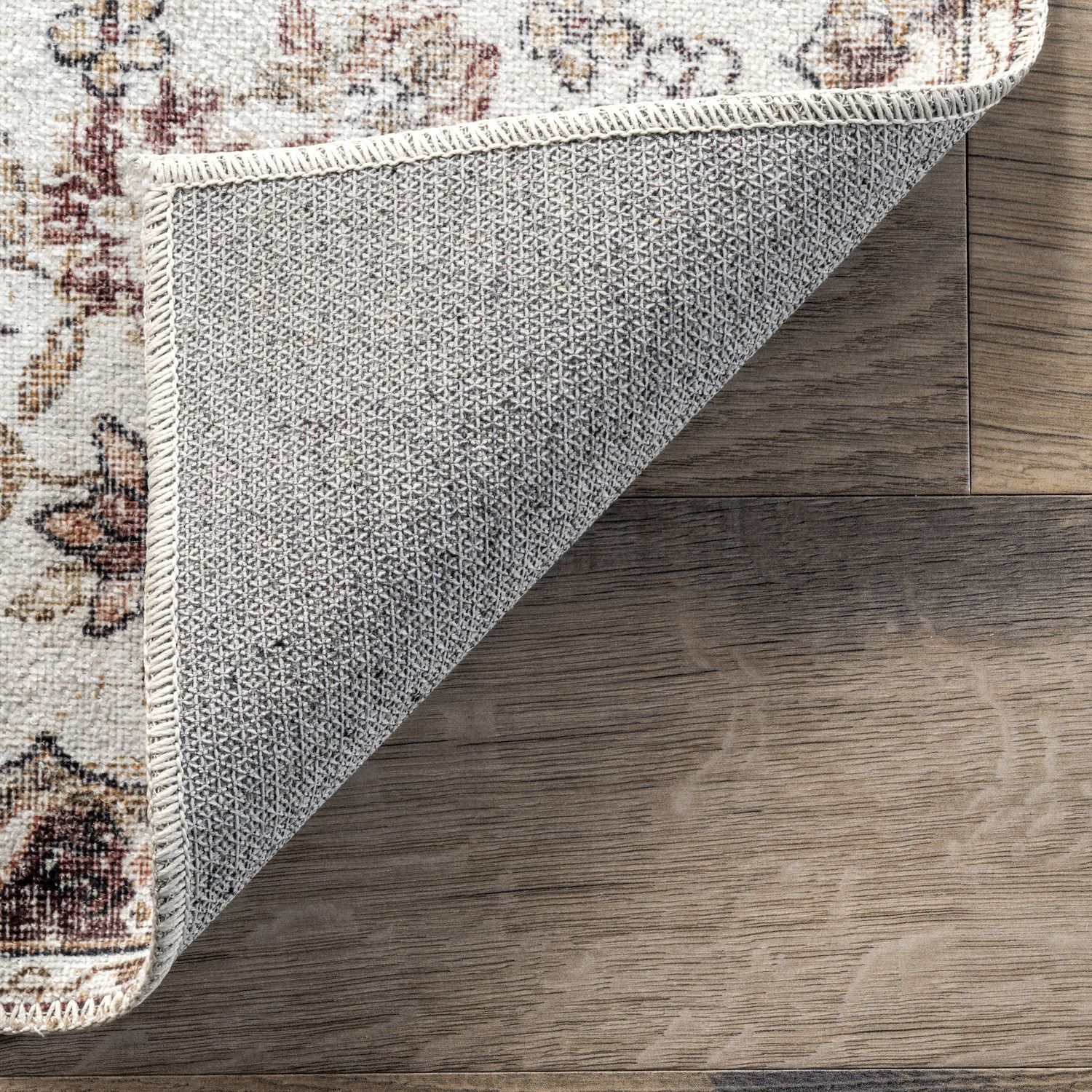 NuLOOM Teppichläufer – Maschinenwaschbar, 60x20 Cm, Beige Mit Blumenbordüre