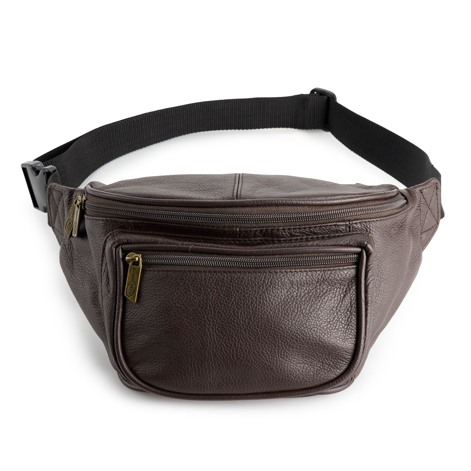 AmeriLeather Large Leather Fanny Pack, Dark Brown