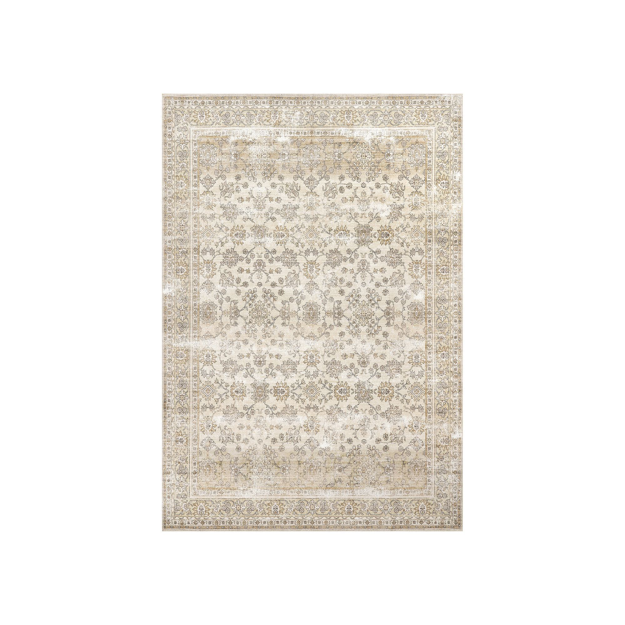nuLoom Deadra Vintage Floral Machine Washable Area Rug, Beige