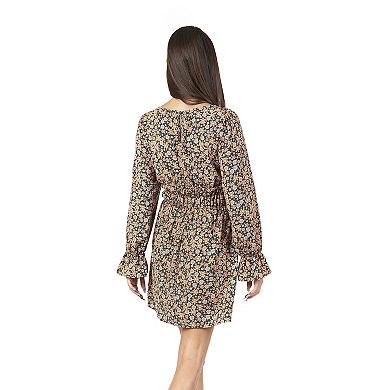 Juniors' Liberty Love Ruffle Long Sleeve Mini Dress