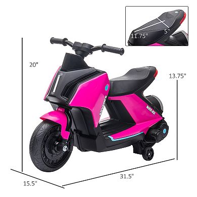 Kids Ride-on Motorcycle Bike Toy Scooter Vehicle W/ 6v Rechargable Battery, Pink