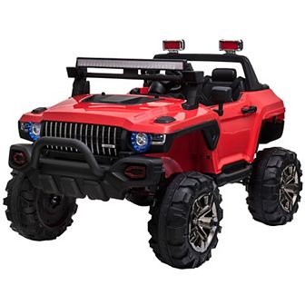 2-seater Battery-operated Kids Ride-on Police Truck W/ Music Horn, Pink