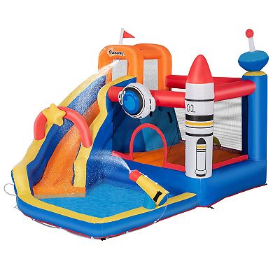 Crayon 5-in-1 Backyard Inflatable Bounce House, Inflatable Water Slide For Kids