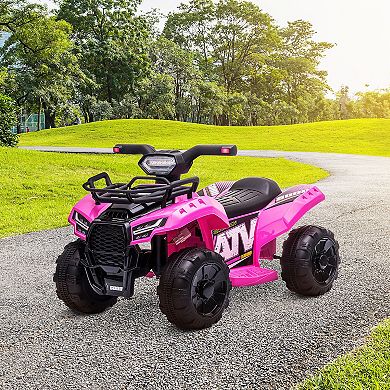 Kids 6v Battery Powered Ride On Car Quad Four Wheeler Atv Toy With Music Pink