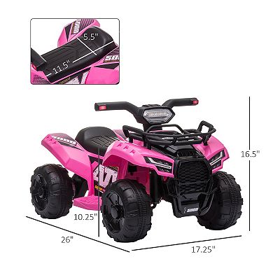 Kids 6v Battery Powered Ride On Car Quad Four Wheeler Atv Toy With Music Pink