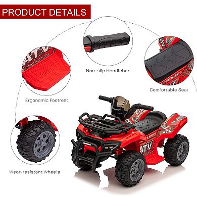Aosom Kids Ride-on Electric Four Wheeler ATV, Quad with Music