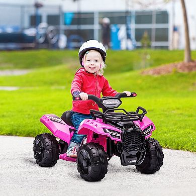 Kids 6v Battery Powered Ride On Car Quad Four Wheeler Atv Toy With Music Pink