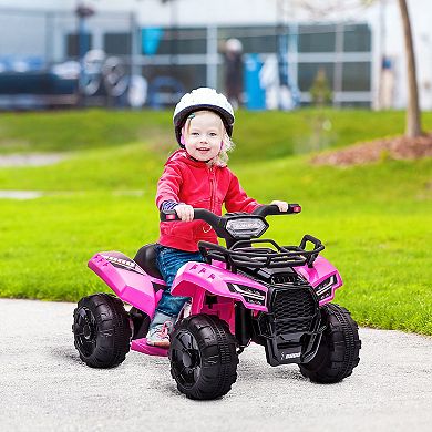 Kids 6v Battery Powered Ride On Car Quad Four Wheeler Atv Toy With Music Black