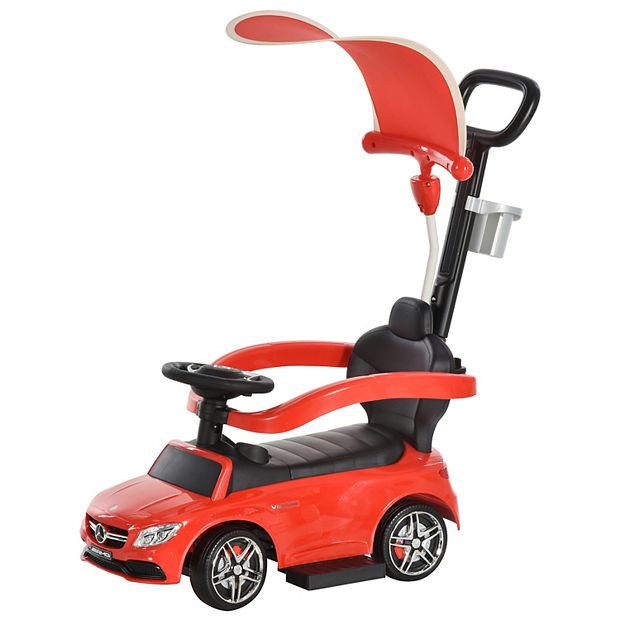 Riding Kids Toy Vehicle For Children Stroller Sliding Car With Canopy Red