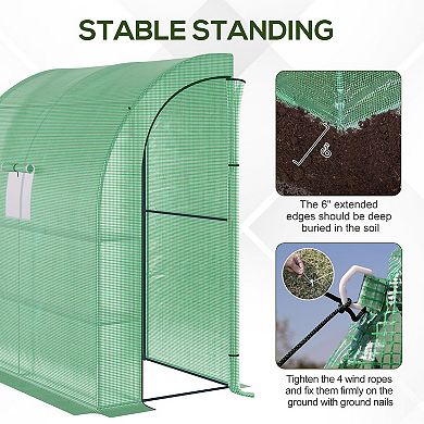 Outsunny 7' x 3' x 7' Outdoor Walk-In Tunnel Greenhouse with Windows, Green