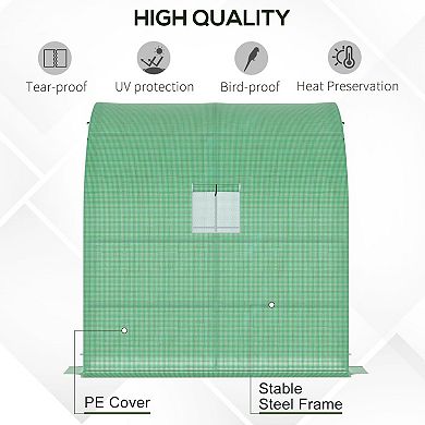 Outsunny 7' x 3' x 7' Outdoor Walk-In Tunnel Greenhouse with Windows, Green