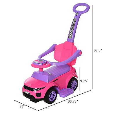 3-in-1 Kid Riding Baby Toy Stroller With Function Safety Bar, Pink