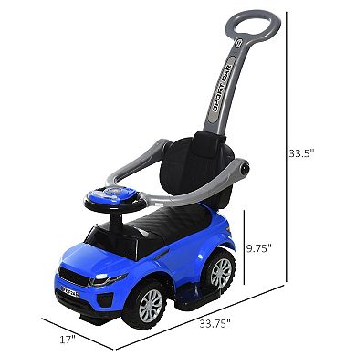 3-in-1 Kid Riding Baby Toy Stroller With Function Safety Bar, Blue