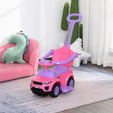 3-in-1 Kid Riding Baby Toy Stroller With Function Safety Bar, Pink
