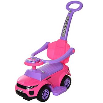 3-in-1 Kid Riding Baby Toy Stroller With Function Safety Bar, Pink