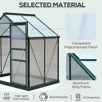 6' X 6' X 7 Greenhouse Aluminum Frame Walk-in Outdoor Plant Garden Polycarbonate