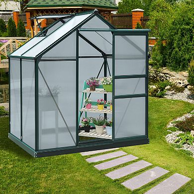 6' X 6' X 7 Greenhouse Aluminum Frame Walk-in Outdoor Plant Garden Polycarbonate