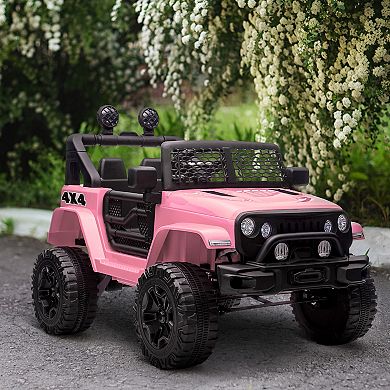 12v Battery Powered Kids Ride On Car Off Road Truck Toy W/ Parent Remote, Pink