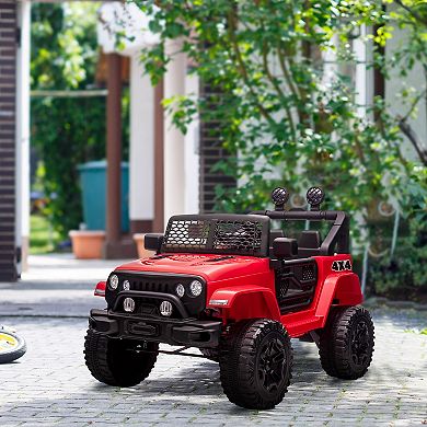 12v Battery Powered Kids Ride On Car Off Road Truck Toy W/ Parent Remote, Black
