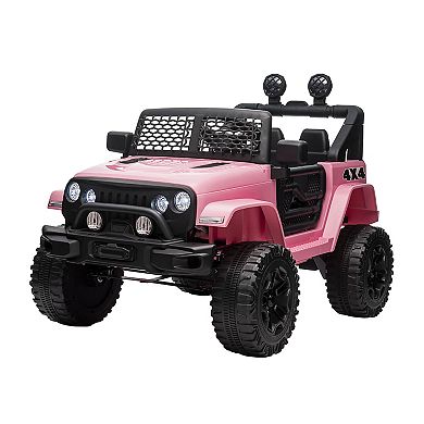 12v Battery Powered Kids Ride On Car Off Road Truck Toy W/ Parent Remote, Pink
