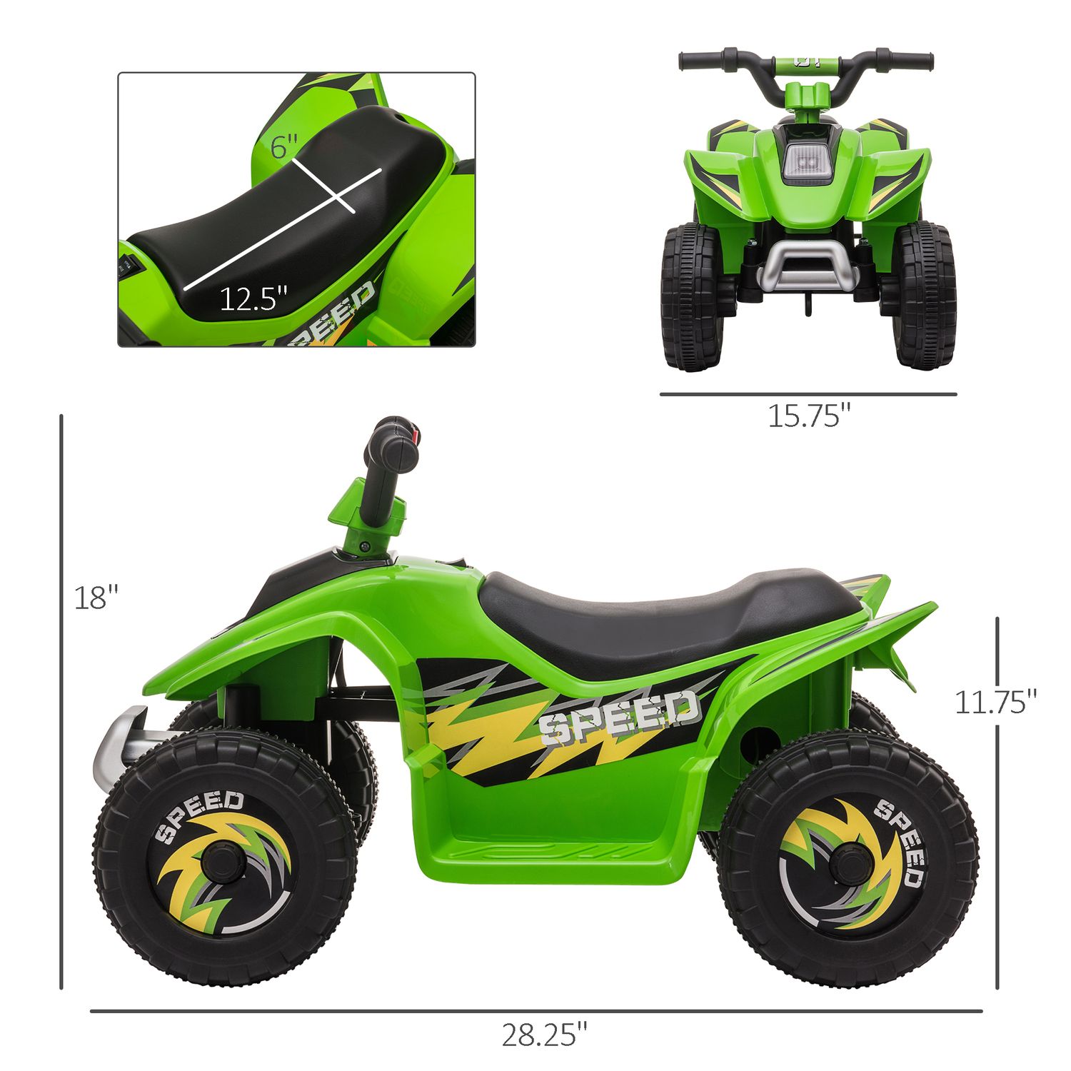 thumbnail image 2 of Aosom 6V Kids ATV Quad – Battery-Powered Ride-On Toy For Ages 18-36 Months, Max 55 Lbs, Pink 2 of 12