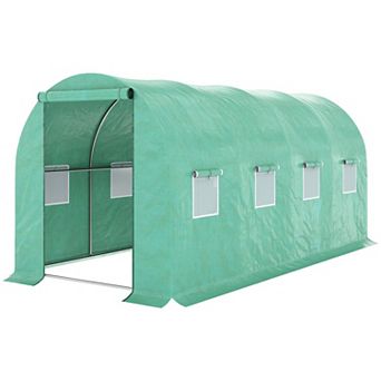 Extra Large 10' X 10' Greenhouse, Hoop Hot House, Zipper Door, Windows, Green