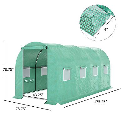 Extra Large 10' X 10' Greenhouse, Hoop Hot House, Zipper Door, Windows, Green