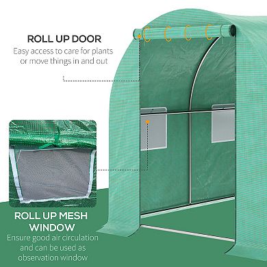 Extra Large 10' X 10' Greenhouse, Hoop Hot House, Zipper Door, Windows, Green