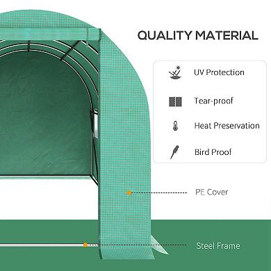 Extra Large 10' X 10' Greenhouse, Hoop Hot House, Zipper Door, Windows, Green