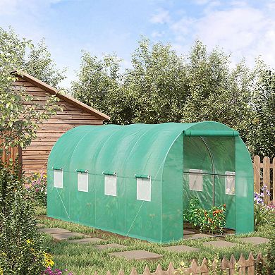 Outsunny Large 10ft x 10ft house, Hoop Hot House, Zipper Door