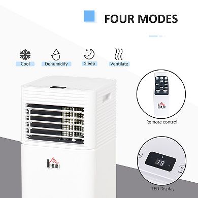 HOMCOM 7000 BTU Portable Mobile Air Conditioner for Cooling Dehumidifying and Ventilating with Remote Control White