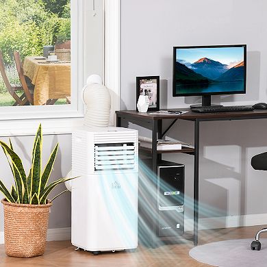 HOMCOM 10000 BTU Portable Mobile Air Conditioner for Cooling Dehumidifying and Ventilating with Remote Control White