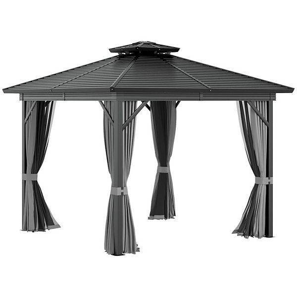 N-Garden　a-2 a-10 a-11 Outsunny 10' x 10' 2 Tier Aluminum Hardtop Patio Gazebo