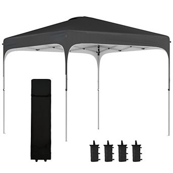 Pop Up Gazebo Foldable Canopy Tent With Wheeled Carry Bag & 4 Leg Weight Bags