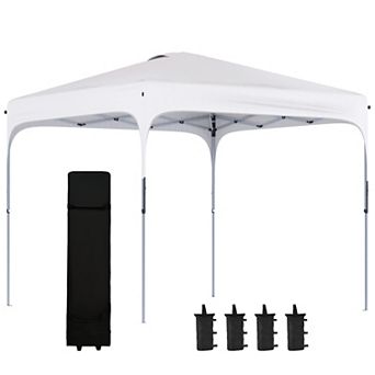 Pop Up Gazebo Foldable Canopy Tent With Wheeled Carry Bag & 4 Leg Weight Bags