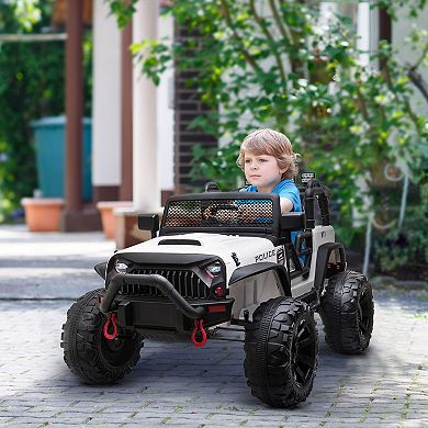 Aosom Kids Ride On Car 12V Battery Powered Electric Truck with Wide Seat Parent Remote Control and Bluetooth Music White