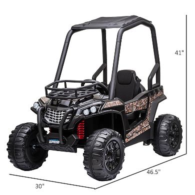 Aosom 12V Dual Motor Kids Electric Ride on UTV Toy with MP3/USB Music Connection Suspension and Remote Control Camo