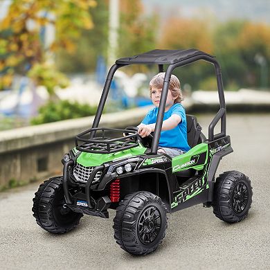 Aosom 12V Dual Motor Kids Electric Ride on UTV Toy with MP3/USB Music Connection Suspension and Remote Control Camo