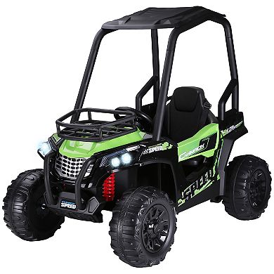 Aosom 12V Dual Motor Kids Electric Ride on UTV Toy with MP3/USB Music Connection Suspension and Remote Control Camo