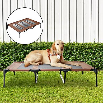 Pawhut 48" X 36" Elevated Breathable Dog Bed W/ Carry Bag Dark Blue