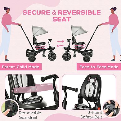 Qaba Kids Tricycle 4 in 1 Trike with Reversible Seat,