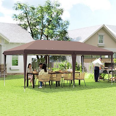 Outsunny 19.2ft x 9.7' Pop Up Canopy Tent, Gazebo w/ Carry Bag