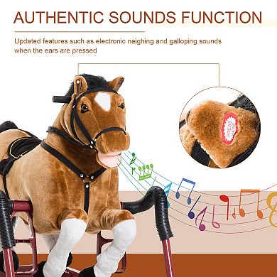 Qaba Durable Kids Plush Spring Style Horse Bouncing Rocker Toy With Realistic Sounds