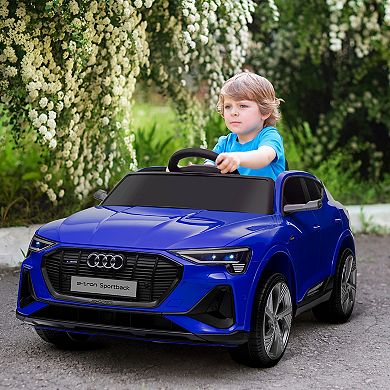 Aosom 12V Kids Electric Ride On Audie Sports Car Battery Powered Toy w/ Parent Remote Control Safety Belt LED Lights Music and Horn for 3 5 Years Old Red